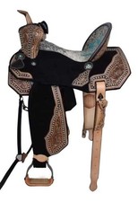 Western Handmade Barrel Racing Leather Horse Saddle Tooled Trail Tack Equestrian