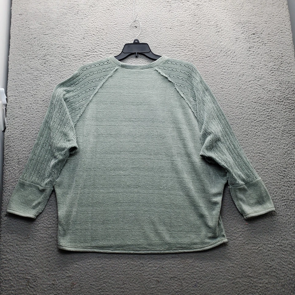 Suéter Caballete Mujer Medio Verde Tejido Clásico Manga Raglán Cuello Redondo Pullover Foto 2 de 4