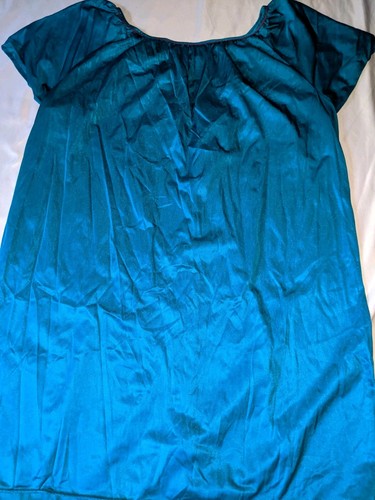 Vintage Glencraft Nachthemd Größe 3X blau bestickte Details Paspelierung Nylon - Bild 19 von 23