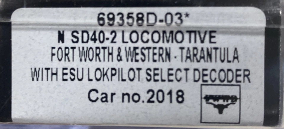 N Scale SD40-2 Fort Worth & Western Tarantula DCC ESU LOKPILOT Decoder #2018 - Image 2 of 2
