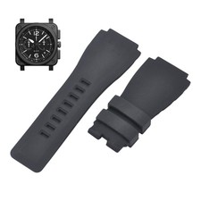 BR 03 Chrono 24mm Black Rubber Watch Strap For Bell Ross