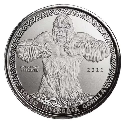 #ad 2022 Republic of Congo Gorilla Silver 1 oz $88.84
