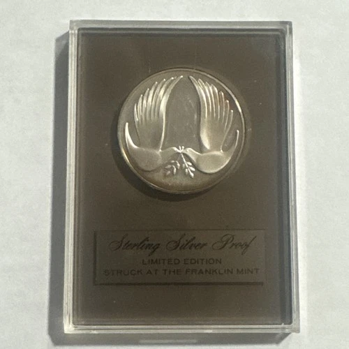 1971 Franklin Mint Pax Doves .925 Sterling Silver Proof Ltd Ed Medal 24g