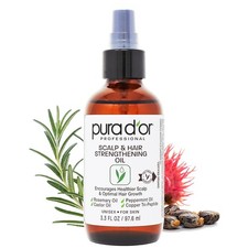 PURA D'OR Scalp Hair Strengthening Oil Rosemary Castor Growth 3.3oz Clear