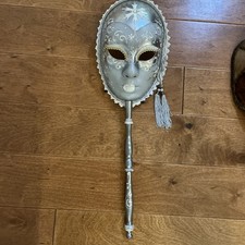 Genuine Vintage VENETIAN CARNIVAL MASK w/stick Made in Venice Italy La Maschera