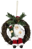 Weihnachtskranz TüRkranz Adventskranz Weihnachtsmann 18Cm Mit Led Rot Santa Clau