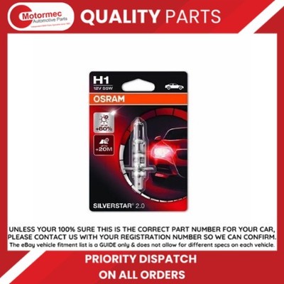 64150SV2-01B OSRAM +60% BRIGHTER Silverstar 2.0 H1 (448) 55w 12v Bulb x 1