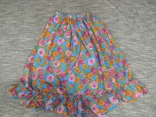 Girl's Floral Blue Skirt: 9" Elastic Waist