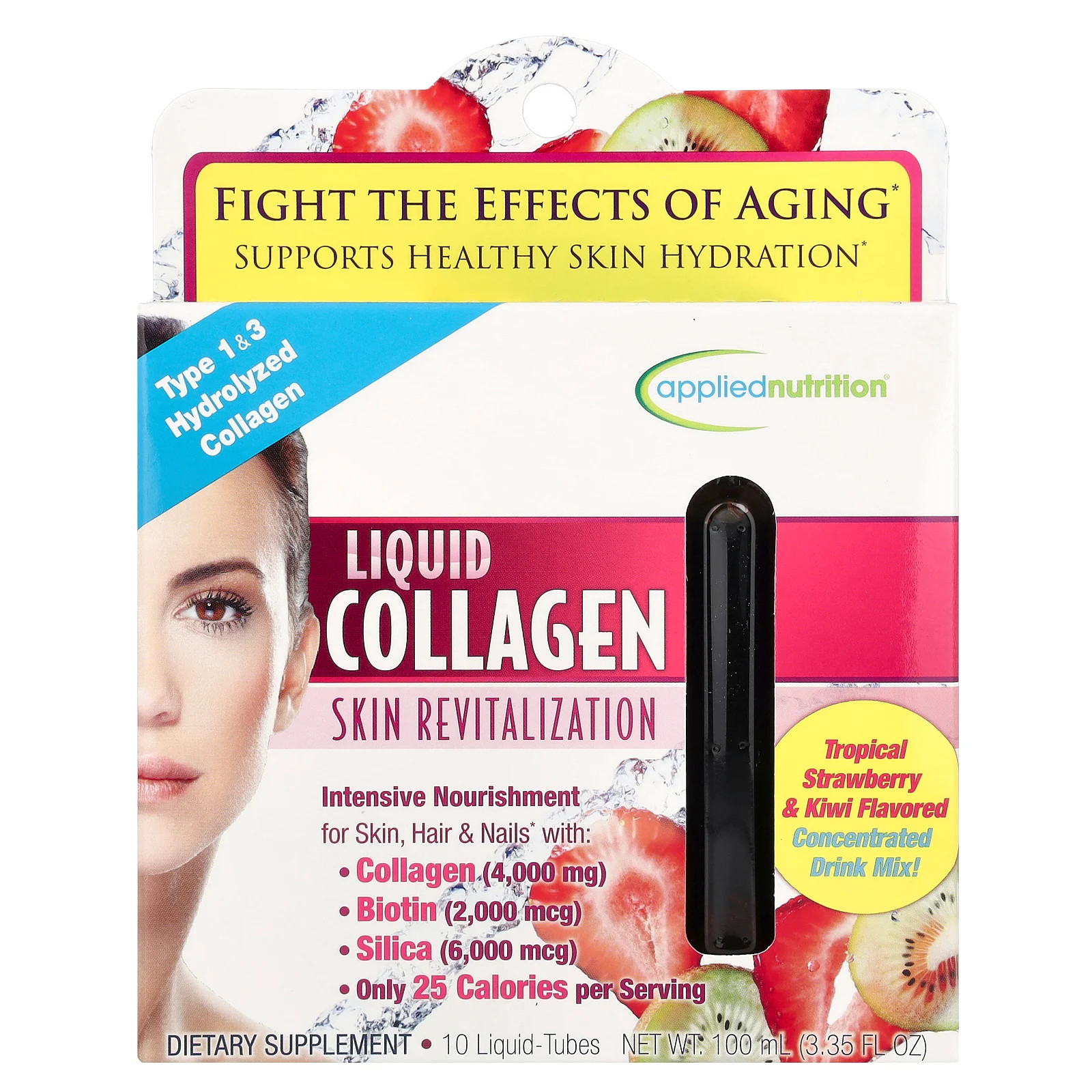 Liquid Collagen, Skin Revitalization, Tropical Strawberry & Kiwi, 10