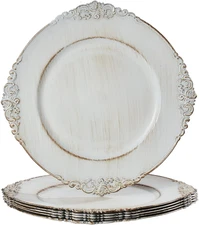 Antique White Charger Plates, round Antique Plate Chargers for Dinner Plate, 13"