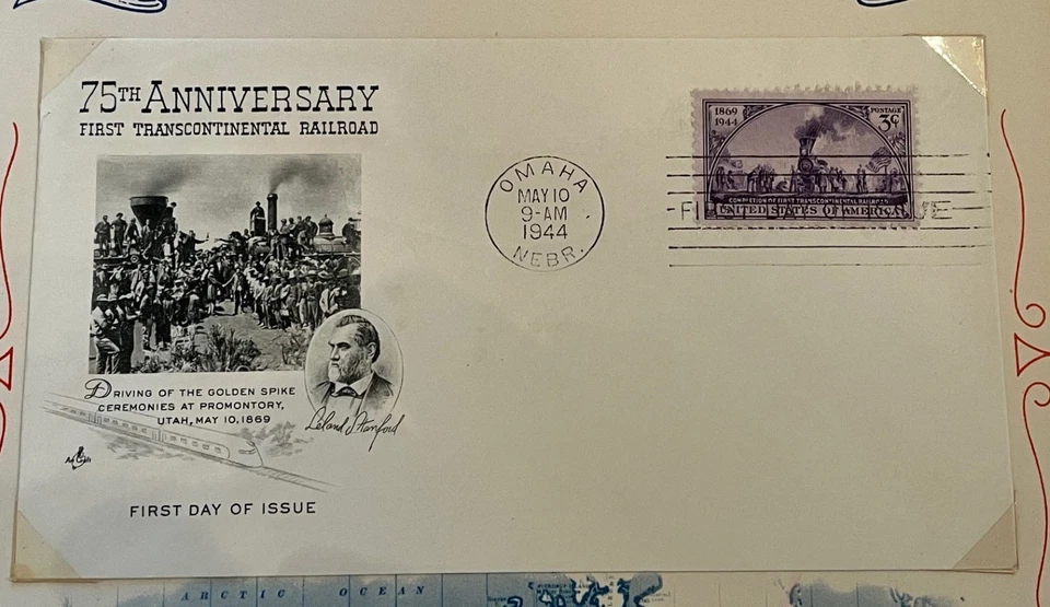 1944 3c Transcontinental Railroad Stamp #922 First Day Covers - Omaha, Ogden, SF - Image 2 of 4