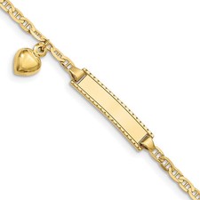 10K Yellow Gold Flat Anchor Link ID Bracelet 6 Inch