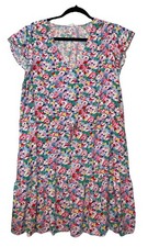 GAP Multicolor Floral Dress Womens XL Flutter Sleeve Pockets Drawstring Preppy