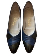 Black And Navy Blue Ferragamo Pumps 9