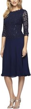 Alex Evenings Women's Tea Length Embroidered Bodice Mother of The Bride Gown