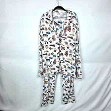 Posh Peanut Fao Schwarz Long Sleeve Toy Chest Teddy Bear Print PJ Set Bamboo XL