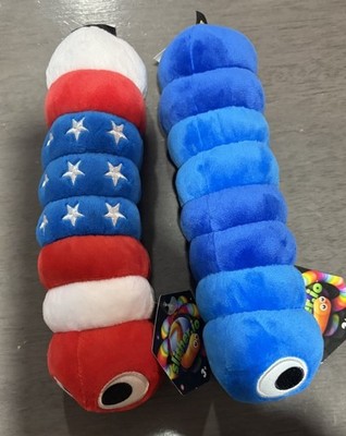 Slither.io 8'' Plush Worm Stuffed Animal Lot Of 2 Multi Colors NWT