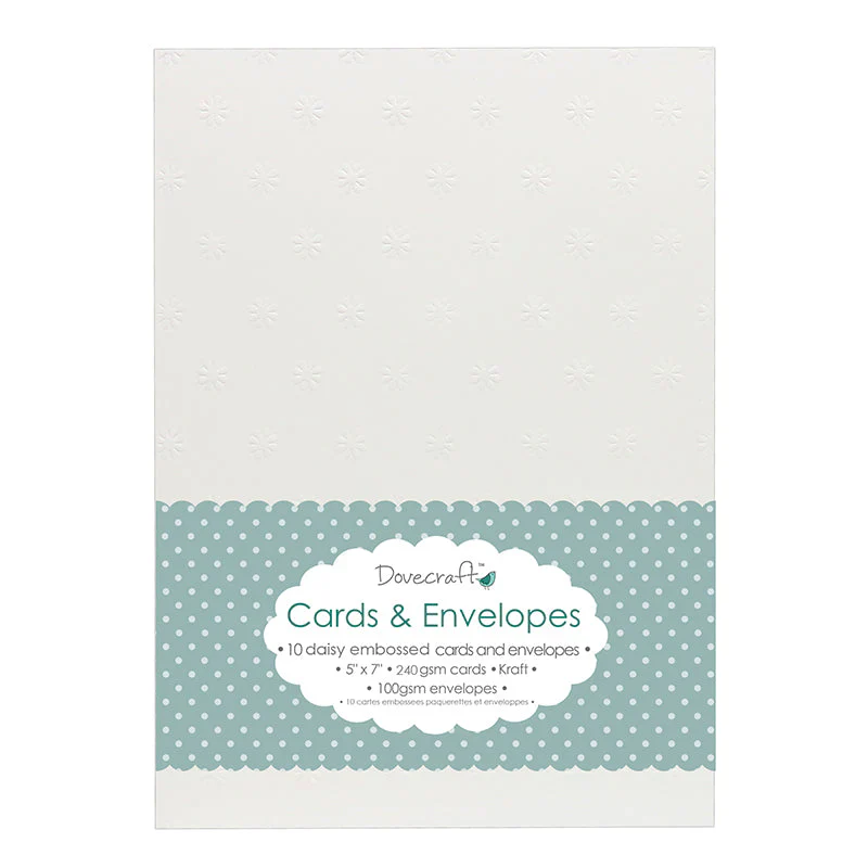 Dovecraft 10 Daisy Embossed 5x7 Cards & Envelopes