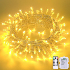 33Ft 100 LED Warm White Christmas Lights Outdoor, Battery Power String Lights Wa