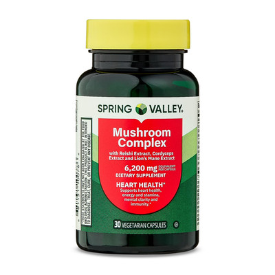 Spring Valley Mushroom Complex Dietary Supplement 6200mg, 30 Vegetarian Capsules