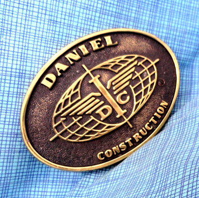 Daniel Construction Promo Belt Buckle DC Logo Solid Brass Vtg 80s BTS    .GMP016
