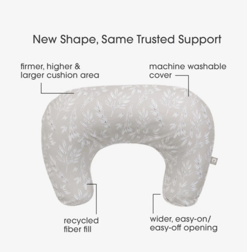 NEW Shape Boppy Nursing Pillow With Organic Cover (Camel Stitch Stripe) - Image 4 of 4