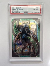 Jahmyr Gibbs 2024 Panini Select #163 Green Disco Prizm Premier /5 PSA 10