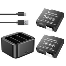 2 PCS 1840mAh Battery Fast Charger Hub Kit Fits Insta360 Ace Pro 2 Action Cam