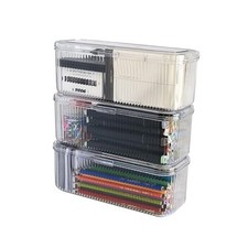 Clear Pen Organizer for Desk Drawer, Plastic Home Office Supplies 3 Pack