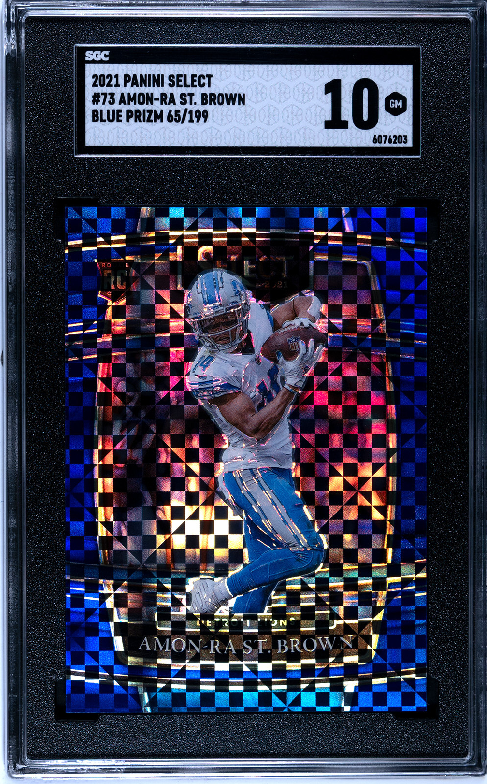 AMON-RA ST. BROWN 2021 Panini Select RC Blue Prizm #73 LIONS 65/199 SGC 10 Nice