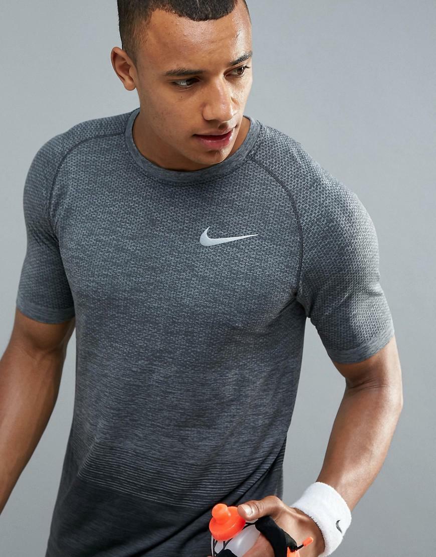 $80 Nike DriFIT Knit SS Shirt Running Heather Grey Gradient 886301