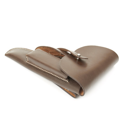 German WWII Browning High-Power Pistol Holster- Dark Brown Genuine