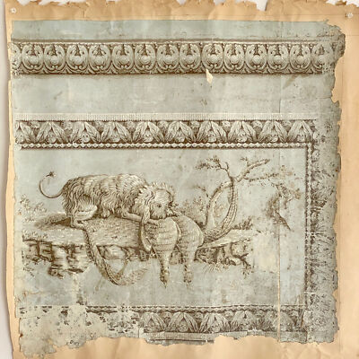 18th century Wallpaper CELADON French Reveillon ? Antique paper