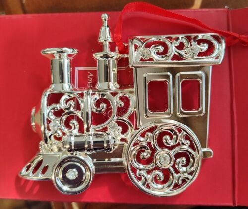 Lenox TRAIN 🚂 Przezroczysty kryształowy srebrny talerz Boże Narodzenie Ozdoba choinkowa w pudełku - Zdjęcie 1 z 2