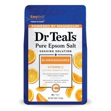 Dr Teal's Salt Soak with Pure Epsom Salt, Glow  Radiance with Vitamin C, 3 lbs