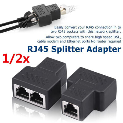 2x RJ45 Y Network Lan Distributor Adapter 1zu2 Splitter Ethernet Cable HOT NEW.