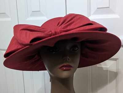 Bellisimo Millerney Hat Collection Large Bow Accent Wide Brim Red Tone 