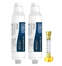AQUA CREST RV Inline Hose Water Filter With Hose Protector 2 Pack NSF Certified