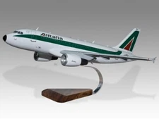 Airbus A319 Alitalia Desk Wood Airplane New Model Small Scale 1/130