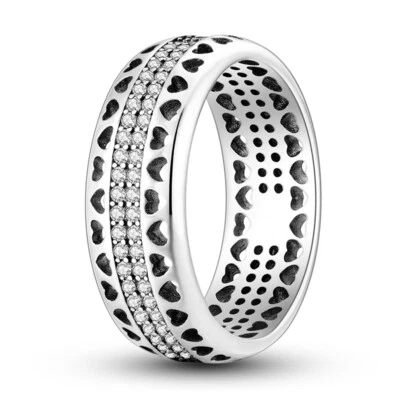 MULA Europäischer Hohlherz Finger Ring AAA CZ Frauen Schmuck 925 Versilbert - Bild 1 von 4