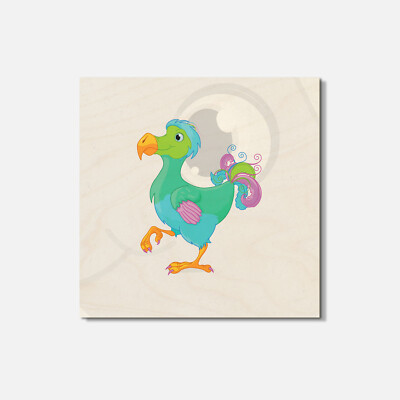 Funny Dodo Bird Animal 4'' X 4'' Square Wooden Coaster