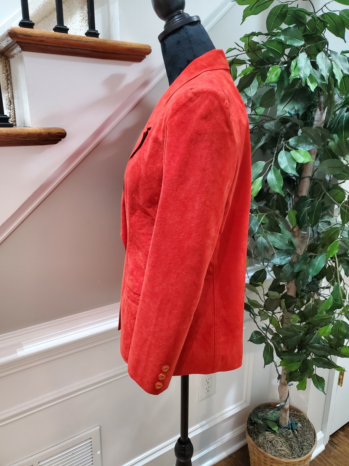 Vintage Count Romi Solid Red Single Breasted Long… - image 5