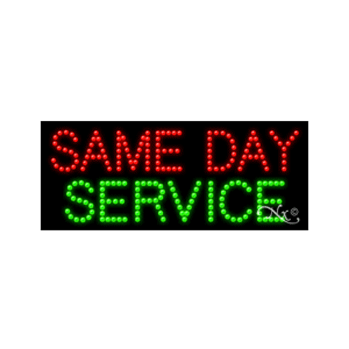NEU "SERVICE AM SELBEN TAG" 27x11 MASSIVES & ANIMIERTES LED-SCHILD mit KUNDENSPEZIFISCHEN OPTIONEN 20625 - Bild 1 von 3