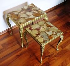 2 Mid Century Beistelltische Onyx Marmor Coffee Table Hollywood Regency 50er