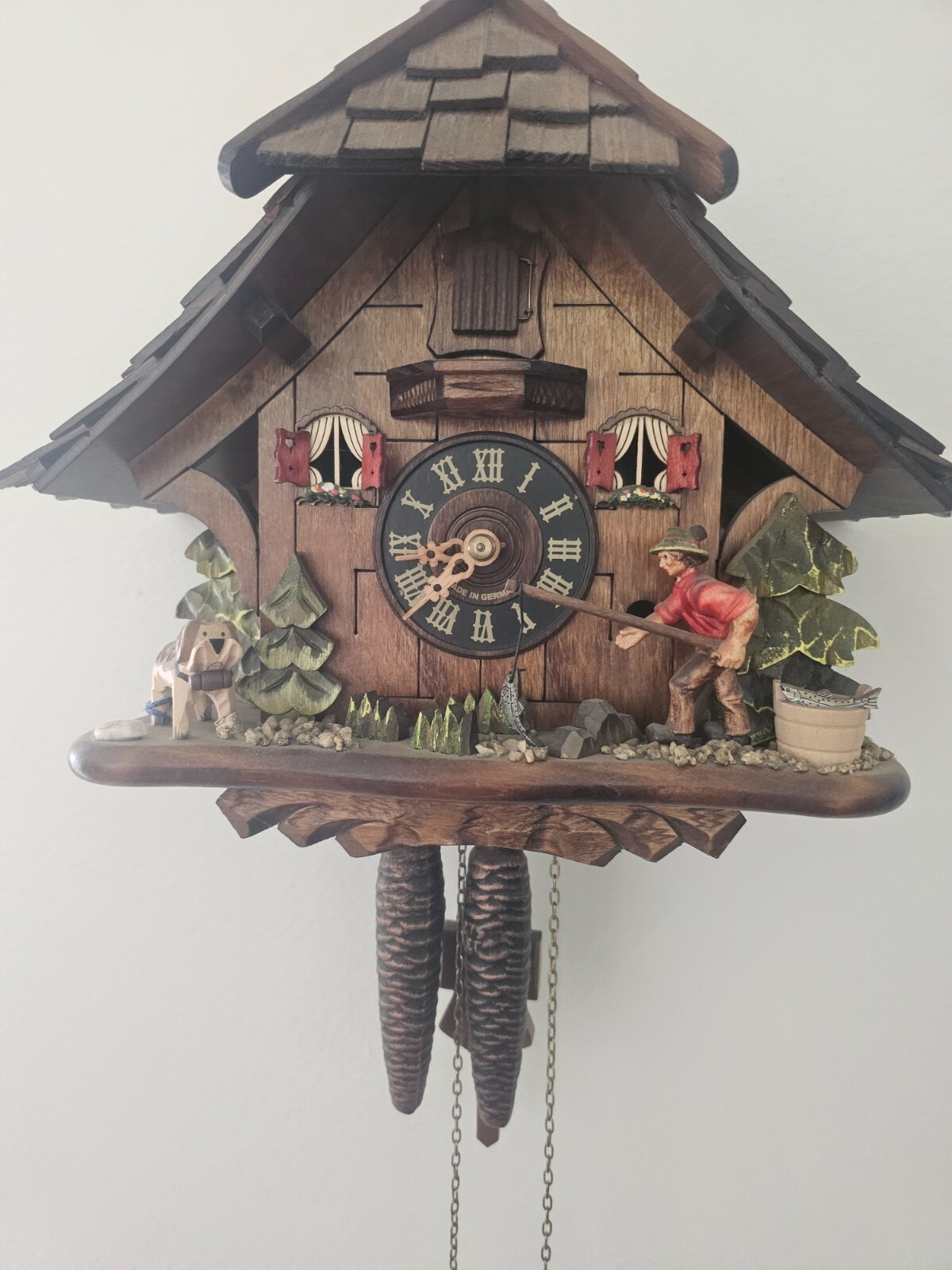 Fisherman Cottage 13 inch Cuckoo Clock Made in Germany