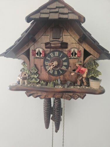 Fisherman Cottage 13 inch Cuckoo Clock Made in Germany - Afbeelding 1 van 1