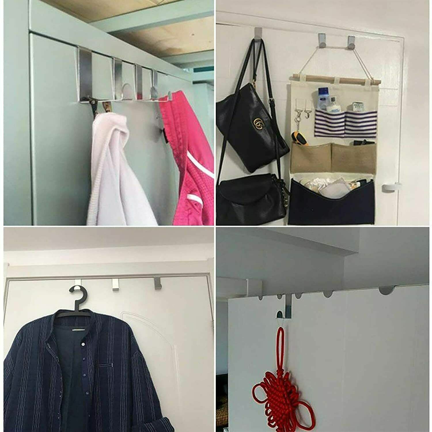 MroMax Over Door Hook - Reversible Iron Hanger Rack, Rose Red, 150x73mm, No Installation Needed