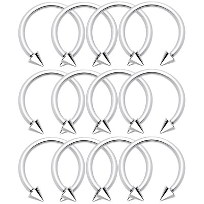 Horseshoe Piercing Barbell - 12-Pack - 12ga-3/4'' 316L Steel - Ear, Lip, Nose