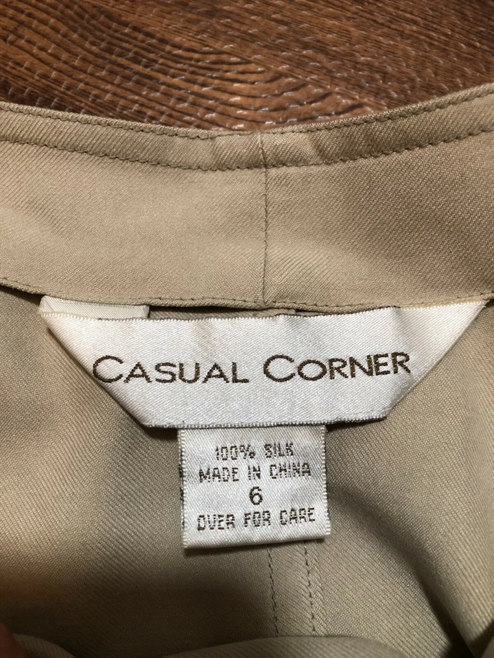 Falda informal de esquina para mujer color capuchino 100 % seda talla 6 Foto 3 de 4