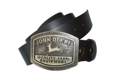 Cinturón de cuero para hombre JOHN DEERE negro vaquero hebilla hebilla western real